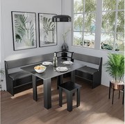 Grupa ławek narożnych czarny 210x150x80 roman