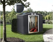 Metalowa szopa ogrodowa - "Vegas" - 5,29 m² z panelami słonecznymi - Szary