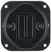 Bohemia-Design - Porcelanowy retro podwójny włącznik bez ramki nr 5 czarny