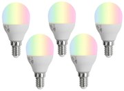 Zestaw 5 inteligentnych żarówek LED E14 G45 Opal RGBW 4,9W 470 lm 2700-6500K