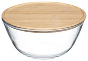 Miska szklana na sałatkę, 2,5 L, z bambusową pokrywką