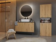 Słupek łazienkowy Nel 2K/DK ANTRACYT ARTISAN, kosz na pranie zamykany regał