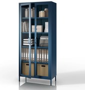 Witryna szklana do salonu granatowa Modern ANGELO 800 x 1850 x 450 mm