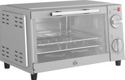 HOMCOM Minipiekarnik 9L, Mini piekarnik z blachą, rusztem, regulowaną temperaturą i czasem pieczenia, stal nierdzewna, srebrny