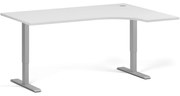 Narożne biurko z regulacją wysokości, 160x120 cm, 2 silniki, L/P, szara podstawa, biały