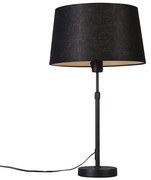 Lampa stołowa czarna z kloszem czarnym 35 cm regulowana - Parte Nowoczesny Oswietlenie wewnetrzne