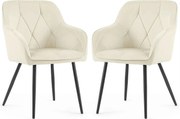 Zestaw 2 kremowych krzeseł welurowych A0-N18