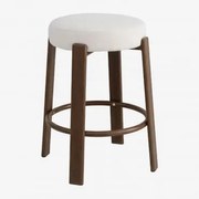 Taboret Wysoki 65 Cm Z Tkaniny Chenille I Żelaza Jolie Brązowy Ciemny Drewno & Kremowo-beżowy Szenil - Sklum