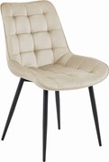 PROMOCJA Beżowe aksamitne krzesło BERA z czarnymi nogami II. gatunek