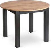 Stół Okrągły Rozkładany HARRY 102-142 cm Dąb Craft/Czarny Nowoczesny