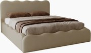 Emporius Wave łóżko dwuosobowe 200x200 cm - łóżko z pojemnikiem, łóżko tapicerowane 200x200 do sypialni - tkanina aksamitna, brązowy (Elegance 5)