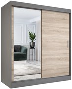 Szafa przesuwna MODUO COMFORT 180 antracyt/dąb sonoma z lustrem po lewej MKPOL