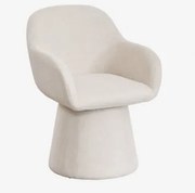 Obrotowy Fotel Tapicerowany Erica Tkaniny Beżowy Krem - Sklum