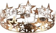 Świecznik adwentowy Gwiazdy, złoty, metal, śr. 25 cm