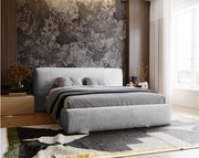 Emporius Vitoria łóżko tapicerowane 180x200 cm - łóżko w nowoczesnym stylu - duże zagłowie, pojemnik i stelaż, jasny szary (Symphony 19)