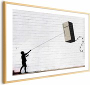 Plakat Latająca lodówka 90x60 cm z ramą złotą z marginesem ARTGEIST B