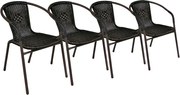 Komplet 4 x krzesła ogrodowe Garth rattanowe - czarne z brązową strukturą
