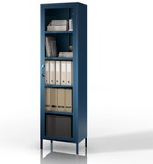 Witryna szklana do salonu wąska granatowa Modern LUIGI 500 x 1800 x 350 mm