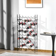 Homcom Stojak na wino metalowy Czarny 63x205x118cm elegancki regał na kolekcję win | Aosom PL