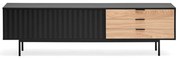 Czarno-naturalna szafka pod TV w dekorze dębu 180x52 cm Sierra – Teulat
