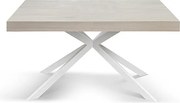 Stół drewniany, wykończenie perłowy wiąz, biała podstawa X, rozkładany 140x90 - CAMAIORE