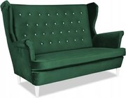 Sofa podwójny Uszak skandynawski butelkowa zieleń