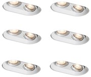 Zestaw 6 okrągłych reflektorów wpuszczanych białych GU10 50mm 2-punktowe - Hubs