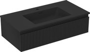 Mexen Rivel szafka łazienkowa 90 cm z umywalką Otis, 1 szuflada, ryflowana , czarna mat - 91A20-09023-1-BF71-W18M71