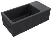 Umywalka betonowa ryflowana nablatowa / wisząca prostokątna 60 x 30 cm WELLE | różne kolory : Kolor - Czarny, Typ montażu - nablatowa