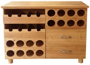 Komoda na wino z drewna sosnowego i MDF - szer. 90 x gł. 32 x wys. 69 cm - Naturalny - RIOJA