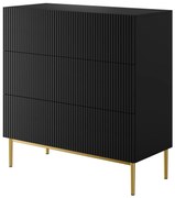 Komoda z szufladami Nicole 100 cm - czarny mat / złote nóżki