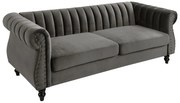 Kanapa 3-osobowa TRUMBO z weluru, styl chesterfield – kolor antracytowy