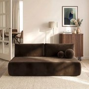 Sofa z Funkcją Spania ARVETO Brązowa Welurowa Nowoczesna