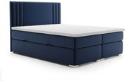 Łóżko kontynentalne MAO 140x200 granatowe velvet z pojemnikiem LAVERTO