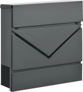 HOMCOM Skrzynka na Listy z Pokrywą, 2 Otwory Odpływowe, Stal, z Zamkiem, Szara