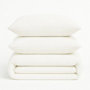 Biała pościel jednoosobowa z bawełny renforcé 140x200 cm Waffle Striped – Mila Home Luxury