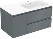Mexen Orio szafka łazienkowa 90 cm z umywalką Otis prawą, 2S, 1D, grafit mat/biała mat - 91A13-09047-3-BBFFF66-W18P01