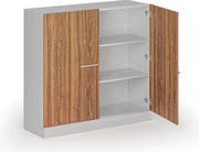 Metalowa szafa z drewnianymi drzwiami, demontowana, 1150 x 1200 x 400 mm, orzech