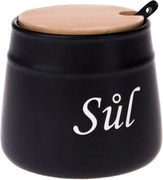 Ceramiczny pojemnik do soli z łyżeczką, 10,5 x 10,5 x 10,5 cm