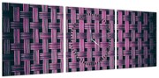 Obraz fioletowej tekstury (z zegarem) (90x30 cm)