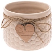 Ceramiczna osłonka na doniczkę Heart, beżowy, , 9,7 x 12 cm