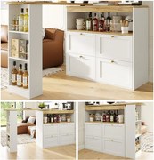 Szafka barowa obrotowa 360° - 204 x 39 x 104 cm - z 4 szufladami + otwarte półki - MDF - biała