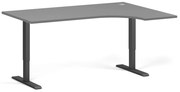 Narożne biurko z regulacją wysokości, 160x120 cm, 2 silniki, L/P, czarna podstawa, grafit