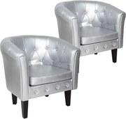 MIADOMODO Zestaw foteli Chesterfield, 58x71x70 cm, srebrny