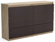 Duża komoda 6 SZUFLAD Szafka 120 cm ARIA Dąb Sonoma/Wenge