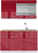 Pojedyncza kuchnia bordowy wysoki połysk/biały 140x60x81.6 fame-line