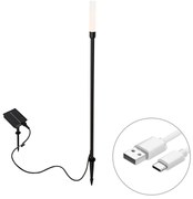 Zewnetrzna Lampa podłogowa zewnętrzna czarna z wbudowanym akumulatorem LED i panelem słonecznym - BarryDesignerski Oswietlenie zewnetrzne