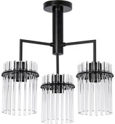 Żyrandol na drążku 3xE27/60W/230V czarny/przezroczysty