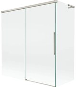 Mexen Rox L parawan nawannowy 2-skrzydłowy rozsuwany 150 + 70 x 150 cm, transparent, nikiel szczotkowany - 8C9L-150-070-97-00