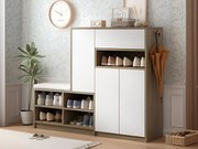 Wielofunkcyjny mebel na buty - z tapicerowanym siedziskiem - duża przestrzeń do przechowywania - Biały